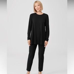 Eileen Fisher Crepe Slim Ankle Pant-Black